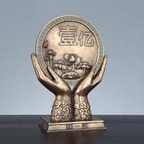 Decoration solid wood gift national style elephant TV cabinet sculpture aluminum scented drum round carving ornament aluminum art bracelet