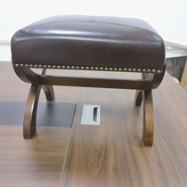 Solid wood and leather shoe-changing stool soft-packed seat cushion single foot-pedal entrance hall low stool living room small leather stool dressing stool