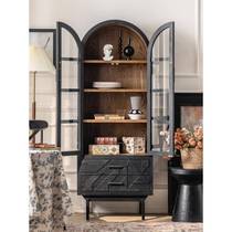 Shop French retro black bookcase-shaped glass UUV door living room wall display arch display storage cabinet B&B wine decoration