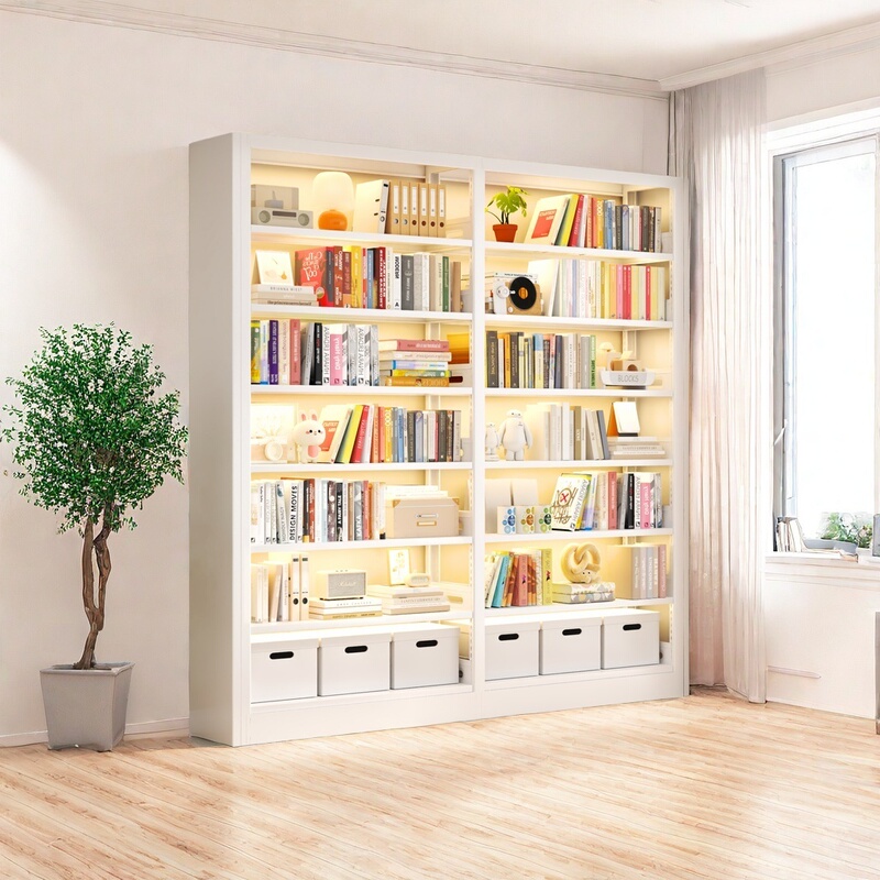 22.5-Inch Wide Household Bookshelf, Steel Library Bookshelf, Floor-Standing Narrow Multi-Layer Bookshelf, Children's Bookshelf with Adjustable Height 22.5-Inch Wide Household Bookshelf, Steel Library Bookshelf, Floor-Standing Narrow Multi-Layer Bookshelf, Children's Bookshelf with Adjustable Height