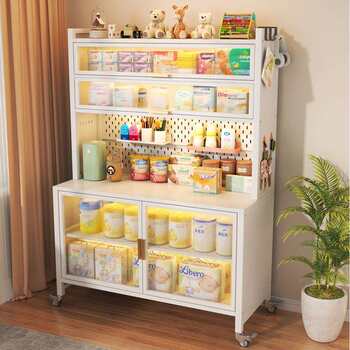 Baby feeding table storage cabinet baby supplies storage rack floor-mounted multi-layer multi-function large-capacity storage cabinet