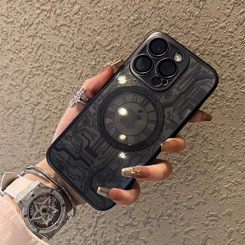 Apple, механические часы, черный iPhone 16, чехол для телефона, iPhone 15 Pro, iPhone 1, 16promax, iphone, стиль высокого качества