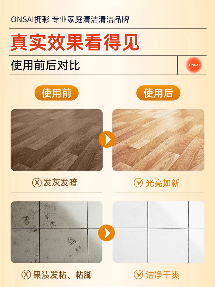 Wood Floor Cleaner, Tile Cleaner, Special Cleaning Liquid for Mopping, Long-Lasting Fragrance, Powerful Stain Removal Without Leaving Water Marks