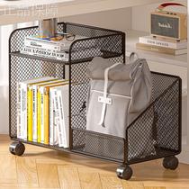 High-end school bag storage rack movable trolley floor-standing bookshelf storage artifact household multi-layer table for bag storage