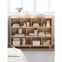 Yingchao solid wood leg small bookshelf floor-to-ceiling wall living room storage cabinet room home combination lattice cabinet low bookcase set