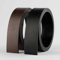 Headless belt strip mens genuine leather headless smooth belt cross-hole pin buckle smooth buckle one-word hole cowhide body
