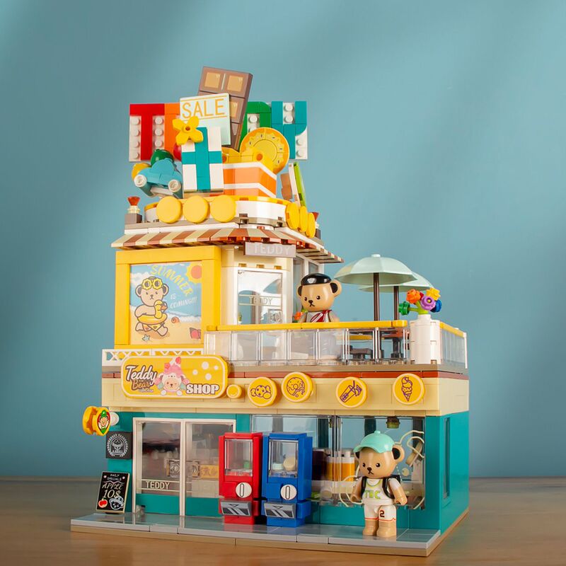 2025 New Model Teddy Bear Convenience Store Coffee House Building Block Assembly House Model Street Scene Birthday Gift for Boys and Girls 2025 New Model Teddy Bear Convenience Store Coffee House Building Block Assembly House Model Street Scene Birthday Gift for Boys and Girls