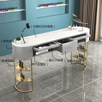 Internet celebrity marble manicure table special price economical single and double ins manicure table and chair set light luxury style