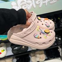 Kachi Crocs Puff Thick-Soled Sandals New High-Heel Soft-soled Couple Beach Shoes 207521