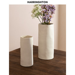 Helening Simple Cream Large Vase Ornament for Flower Arrangement, Hydroponic Flowers, Flower Awakening Bucket, Living Room Decoration, Ceramic Flower Container