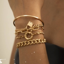 Women Bohemian Punk Cuban Chain Bracelets Set Punk Hip Hop 1