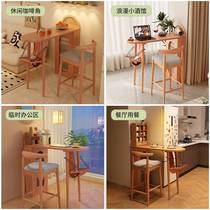 Solid wood bar table with SEJ living room partition cabinet balcony bar table cherry wood color dining side table home off the other side for small apartments