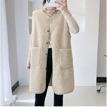 Korean style mid-length imitation lamb hair vest for autumn and winter outer wear 2024 grain velvet fur one-piece vest plush vest