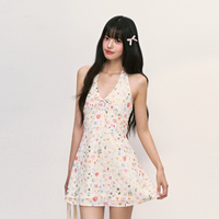 Weekendhub French small floral skirt dress 2025 new women's high-end sleeveless halter neck suspender skirt
