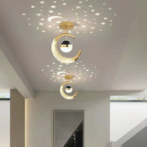 Voice controlled voice aisle light new internet celebrity entrance hall balcony creative projection starry sky roof corridor aisle light