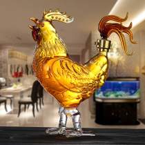 Zodiac glass big rooster-shaped empty wine bottle transparent white wine bottle chicken-shaped glass craft wine bottle wine utensils