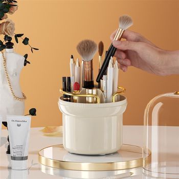 Makeup brush storage cylinder g dustproof rotating desktop cosmetics lipstick eye shadow eyebrow pencil dressing table storage box storage box