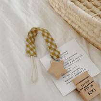 ins infant pacifier chain anti-falling pure cotton plaid pacifier chain baby pacifier bottle lanyard 0-1-2 years old