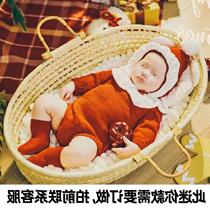 Baby sleeping basket bed baby photo props woven basket lying basket cradle hundred days young children newborn pet nest