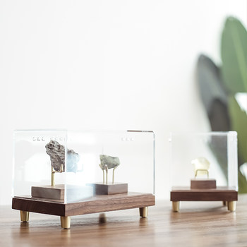Black walnut wood crafts display box transparent acrylic dust cover antique r antique stone ornaments treasure cage