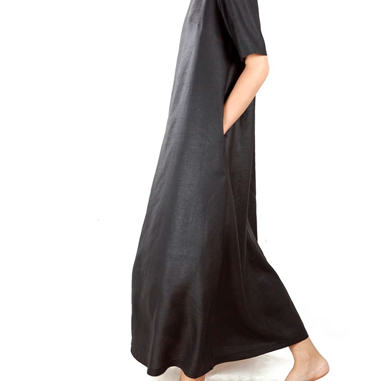 2025 New Heavy Silk Cloud Yarn Dress High-End Ramie Silk Minimalist Loose New Chinese Style Long Dress for Women
