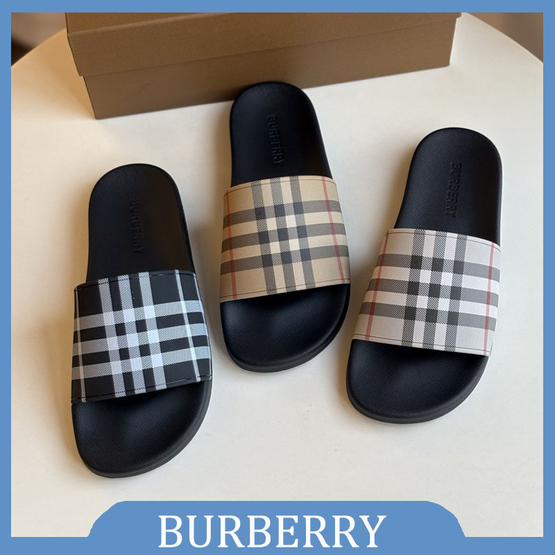 Burberry/Burberry/Burberry Slippers for Men, Classic Plaid Slip-On Flat Sandals for Women Burberry/Burberry/Burberry Slippers for Men, Classic Plaid Slip-On Flat Sandals for Women