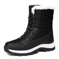 New snow boots for women in winter thickened and velvet waterproof and non-slip large size outdoor sports cotton shoes high-top new thick soles