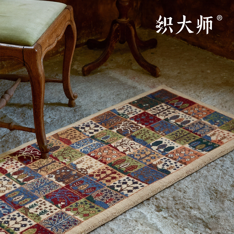 Weaving Master Bai Mu Collection Retro Glue-Free 100% Pure Wool Carpet Living Room Ethnic Style Bedroom Bedside Rug Floor Mat