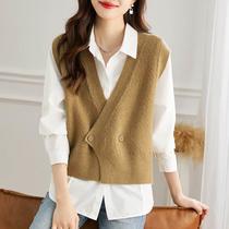 Factory direct sales design niche knitted vest vest for women spring new outer wear trendy fashion sweater cardigan