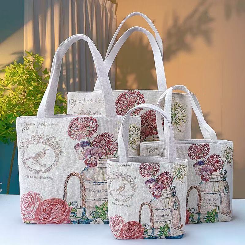 New Style Portable Canvas Bag, Mommy Bag, Handbag, Mobile Phone Coin Purse, Double-Sided Jacquard Embroidery Zipper Women's Bag New Style Portable Canvas Bag, Mommy Bag, Handbag, Mobile Phone Coin Purse, Double-Sided Jacquard Embroidery Zipper Women's Bag