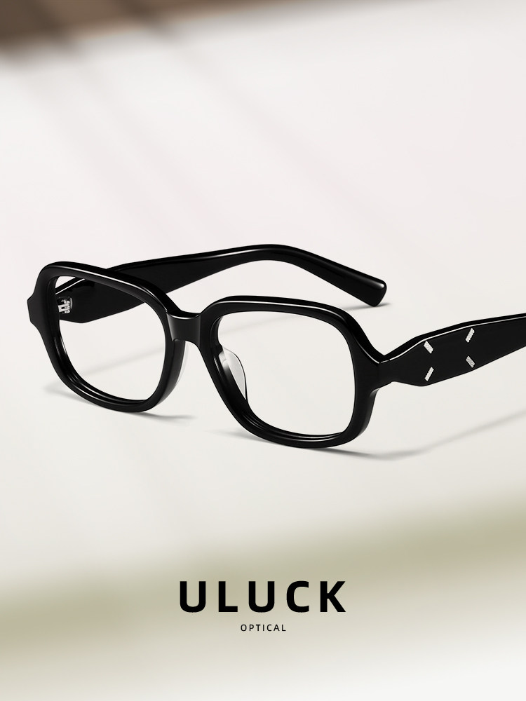 2025 New Model Gm Large Black Frame Glasses for Nearsightedness, Customizable Prescription, for Women, Natural Look, Makes Face Look Slimmer, Blue Light Blocking Frame Mm114