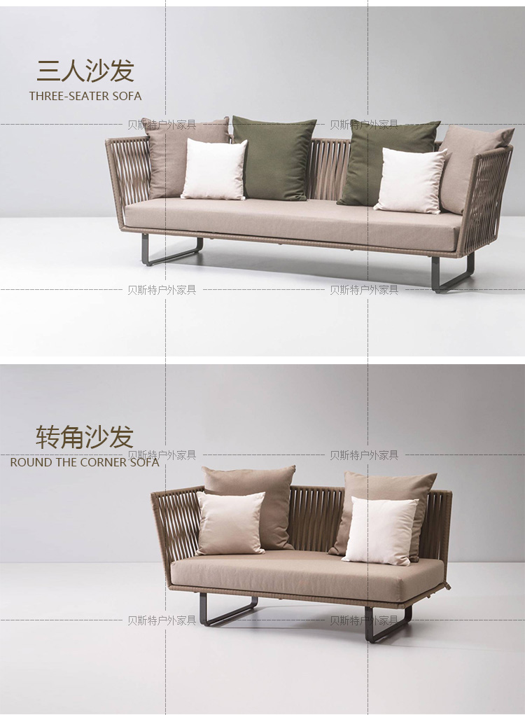 ban công ngoài trời Villa Garden sofa mây sofa giải trí ghế wicker bàn cà phê mây patio sofa Bắc Âu - Ghế sô pha ghế sofa đơn dài