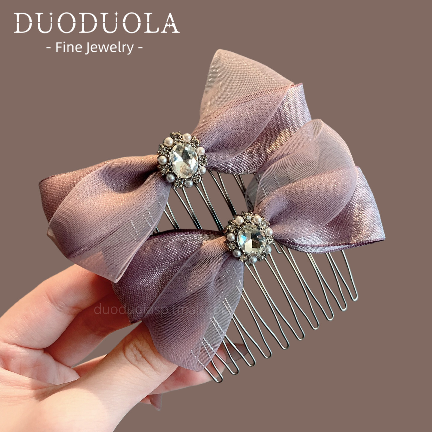 Stylish and sweet purple bow hair clip, a unique hair comb for tidying up stray hairs, a delicate and versatile hair clip for women.