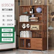 Shuochun Bo ancient shelf storage rack Chinese bookshelf simple floor-standing bamboo simple solid wood home living room storage