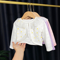 Childrens shawl summer thin girls sun protection clothing baby girls spring and autumn thin coat girls waistcoat knitted cardigan