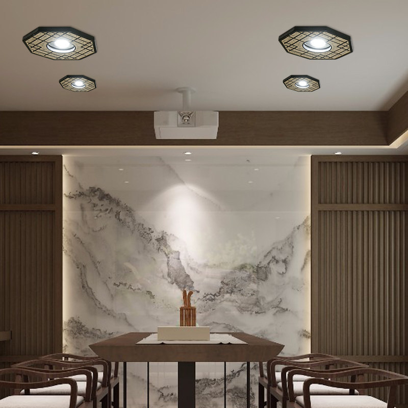 New Chinese pastoral style living room spotlight decoration corridor aisle downlight lotus decoration stickers home accessories