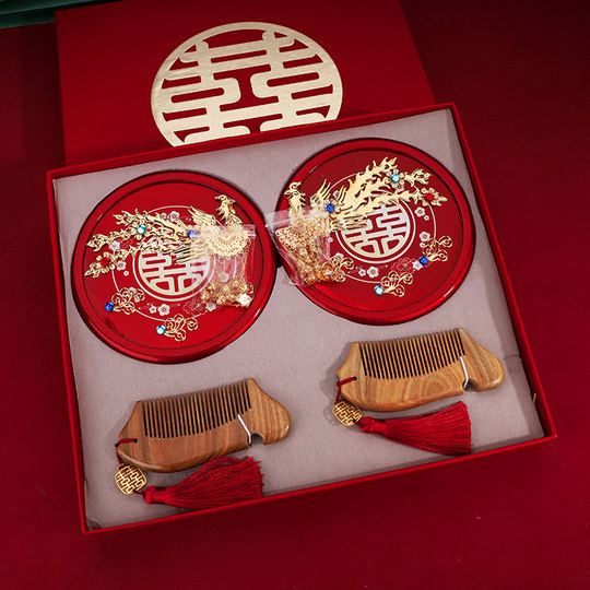 Comb, mirror, special wedding comb, wedding mirror set, bride's dowry, high-end makeup mirror, wedding supplies