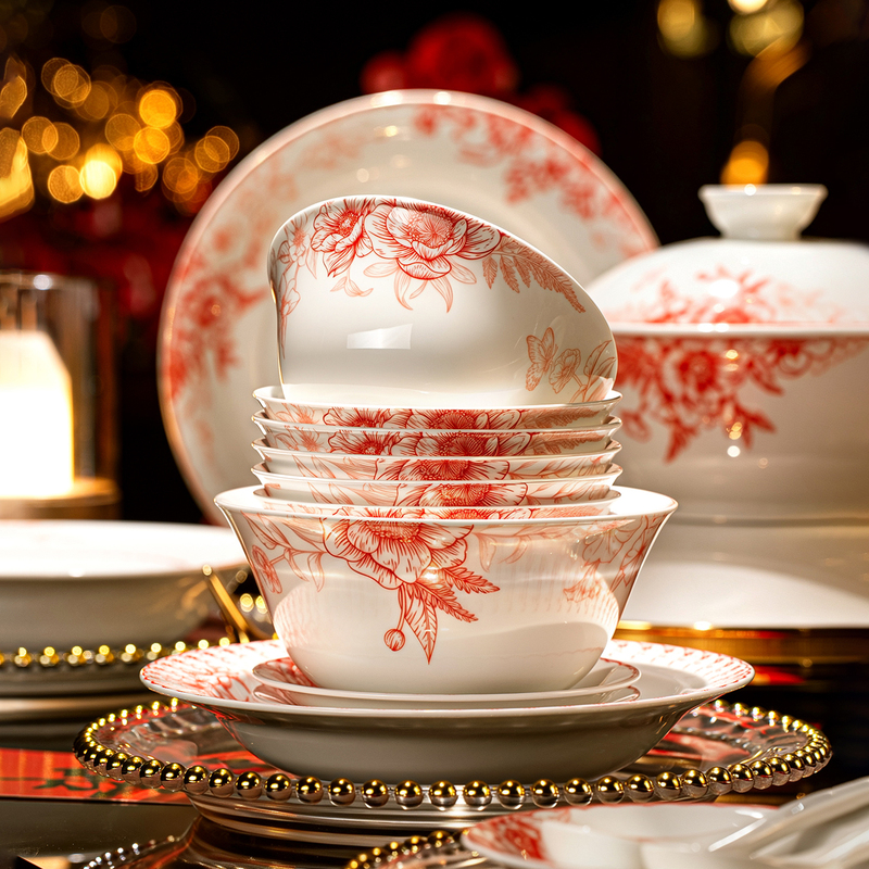 Wedding and Engagement Gifts Jingdezhen 2026 New High-Value Ceramic Bowl and Plate Set Household Tableware Wedding Gift Wedding and Engagement Gifts Jingdezhen 2026 New High-Value Ceramic Bowl and Plate Set Household Tableware Wedding Gift