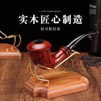 Solid wood multi-position pipe rack pipe accessories cooling pipe rack cherry wood portable single pipe five-position pipe base