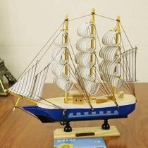 24CM solid wood sailboat European style home decoration ornaments Mediterranean style wood craftsmanship smooth sailing