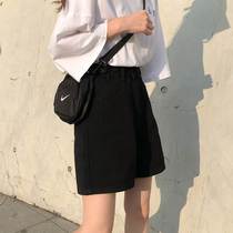 Plus size fat girl denim shorts womens summer new high-waisted loose slim versatile a-line straight five-point pants