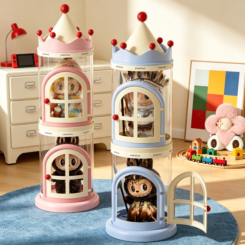 Open-Door Style Doll Storage Bucket Bubble Crown Children's Plush Toy Organizer Transparent Dustproof Container Open-Door Style Doll Storage Bucket Bubble Crown Children's Plush Toy Organizer Transparent Dustproof Container