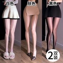 Oily flesh-colored bottoming large size stockings for women spring and summer thin anti-snatch black stockings sexy rompers oily stockings leg artifact