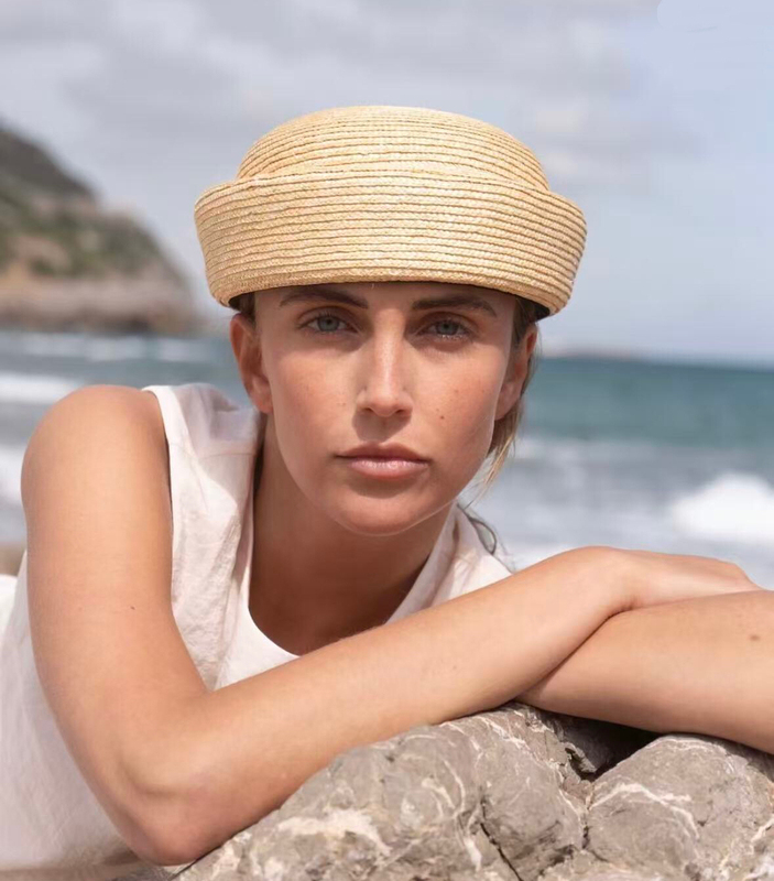 26 Spring/Summer Niche Design Straw British-Style Pillbox Hat Brimless Dome French Retro Hepburn Small Top Hat Straw Hat