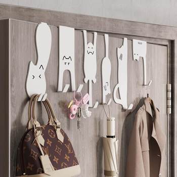 Back door hook rack without punching kitchen cabinet door wall hanging hanger storage clothes hat key tool