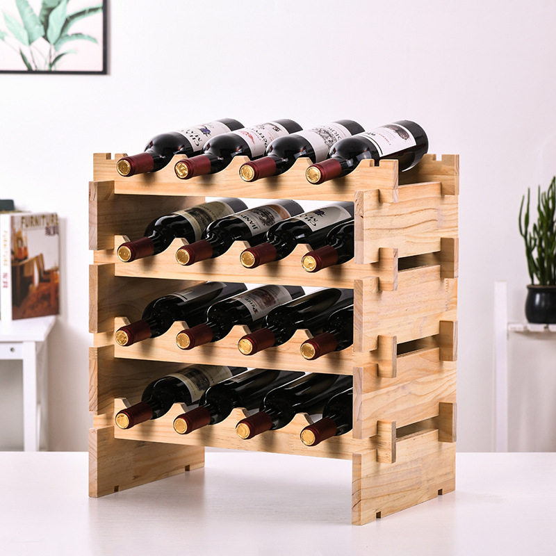 Wooden wine rack ornaments wine rack solid wood home floor modern simple creative wine cabinet display rack