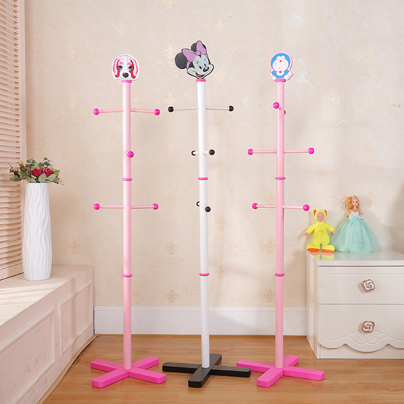 Children's coat rack floor-to-ceiling cartoon cute solid wood coat rack Children's bedroom floor-to-ceiling hanger Living room coat rack