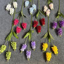 Lavender simulated artificial flowers silk flowers wedding bouquets finished artificial silk flowers green plant floor rows plastic parts