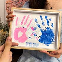 Couple handprint photo frame pigment diy ink pad commemorative hanging painting palm hand mask multiple people best friends handmade oil painting gift