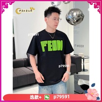 (Deposit) 24 Summer New Classic Letter Print Contrast Color Casual Round Neck Short Sleeve Womens Shirt Men 863